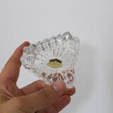Trio of crystal ashtrays on its support, 1950, translucent, vintage