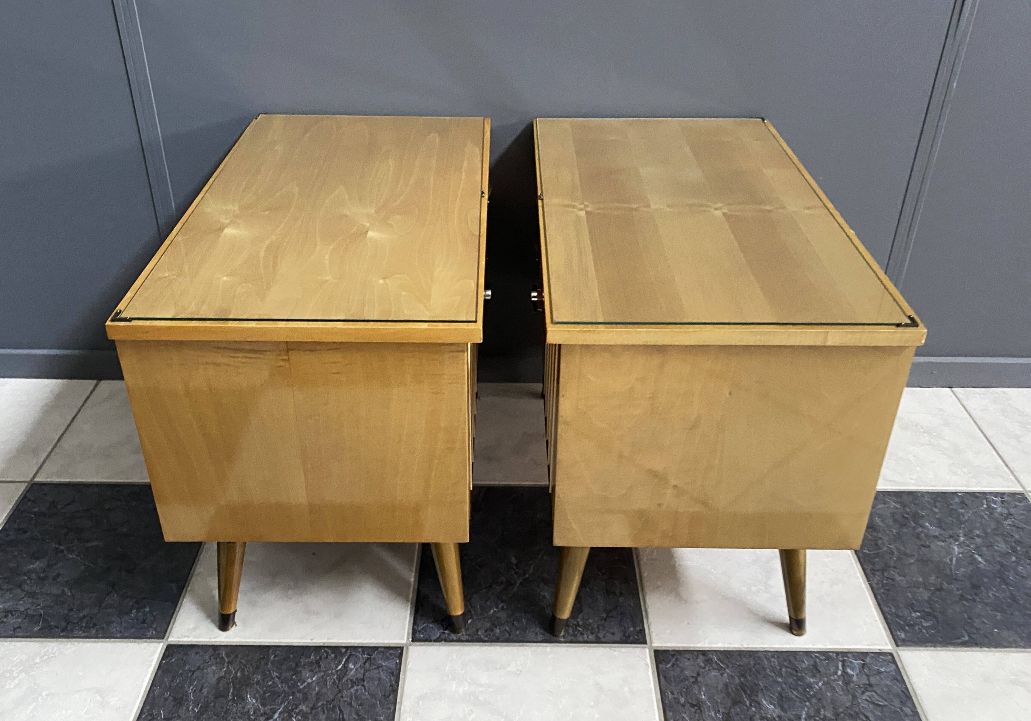 Set night stands wood and glass top