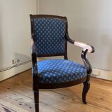 Set of 2 blue Directoire armchairs