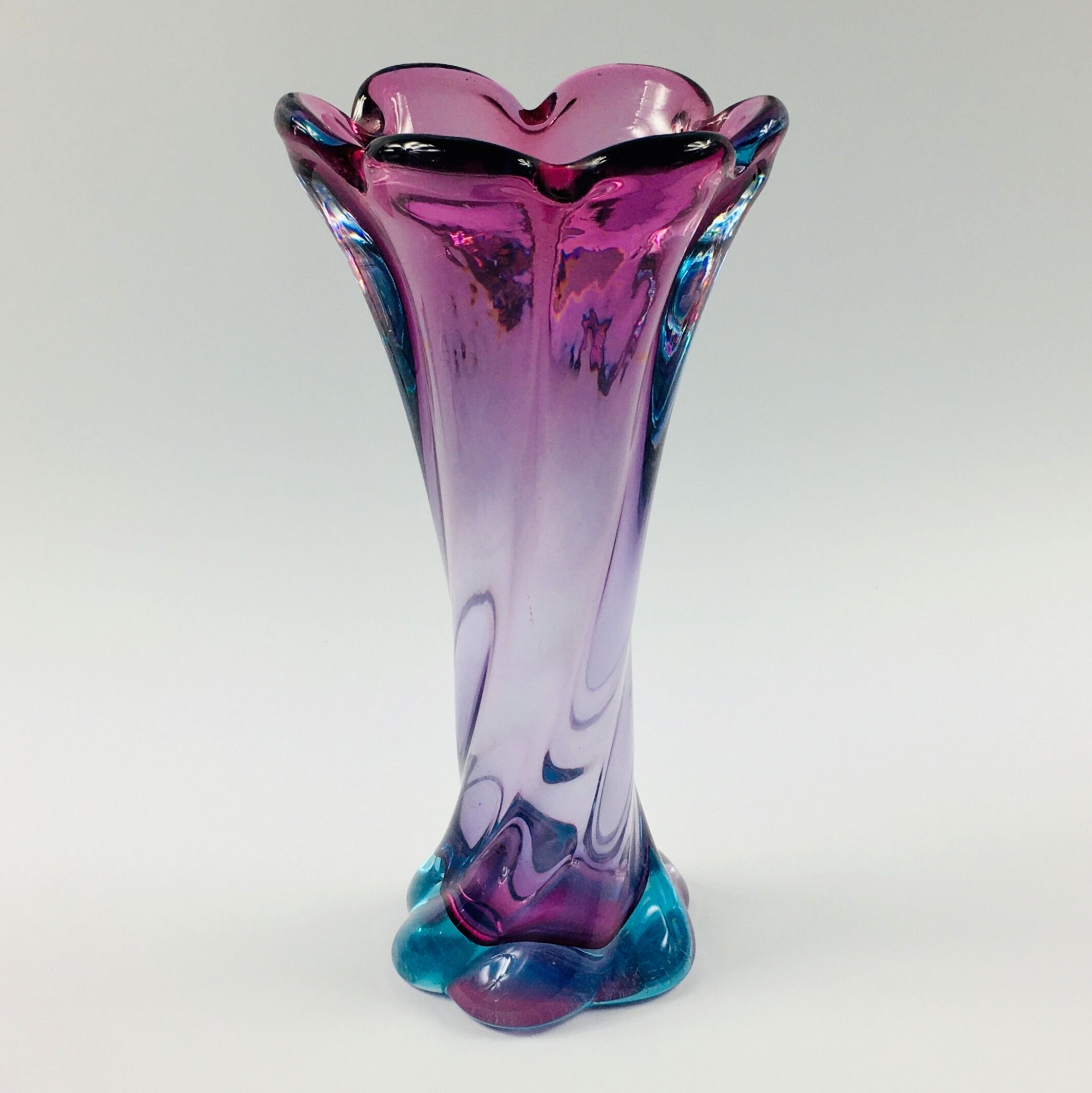 Mid-Century Twisted Murano Glass Vase from Made Murano Glass