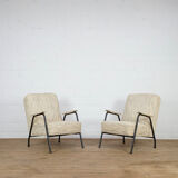 Set of two rare Pierre Guariche lounge chairs for Trefac Belgium