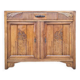 Art deco sideboard marble top, old buffet furniture, vintage dresser