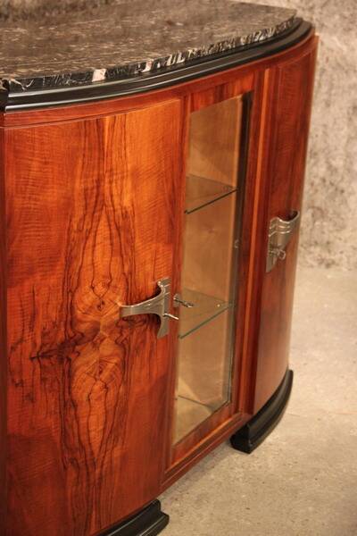 Art Deco 1930 walnut display cabinet