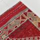 Tapis kilim ancien tons rouges et gris, motifs géométriques turcs,99x343 Cm