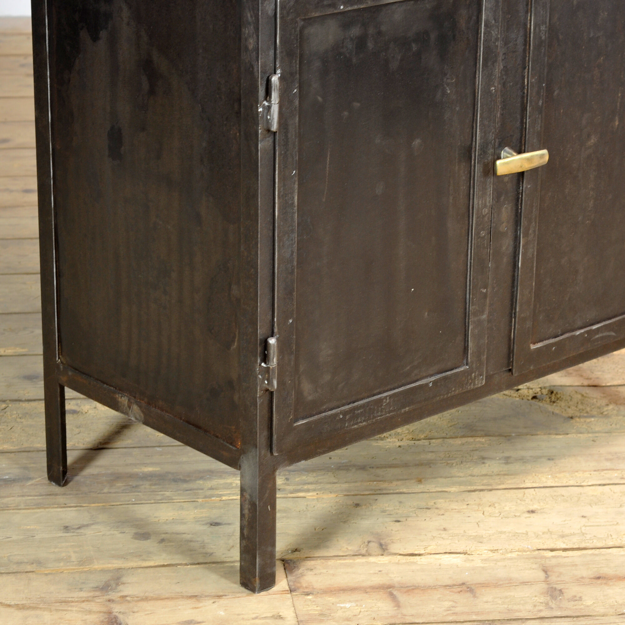 Polished iron medical cabinet, 1950s