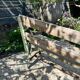 Garden bench in iron and wood and these 2 wooden stools