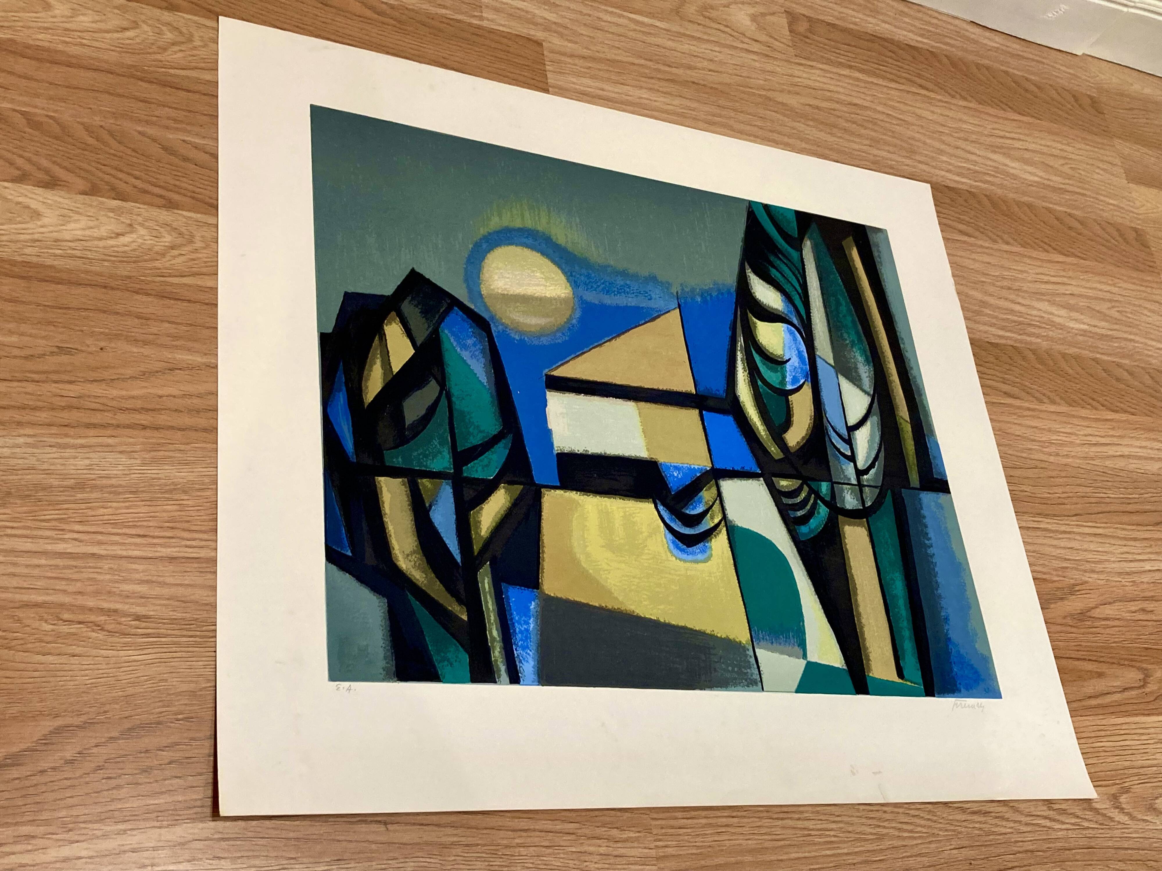 Lithograph signed "Albert Ferenz" Design 1950.