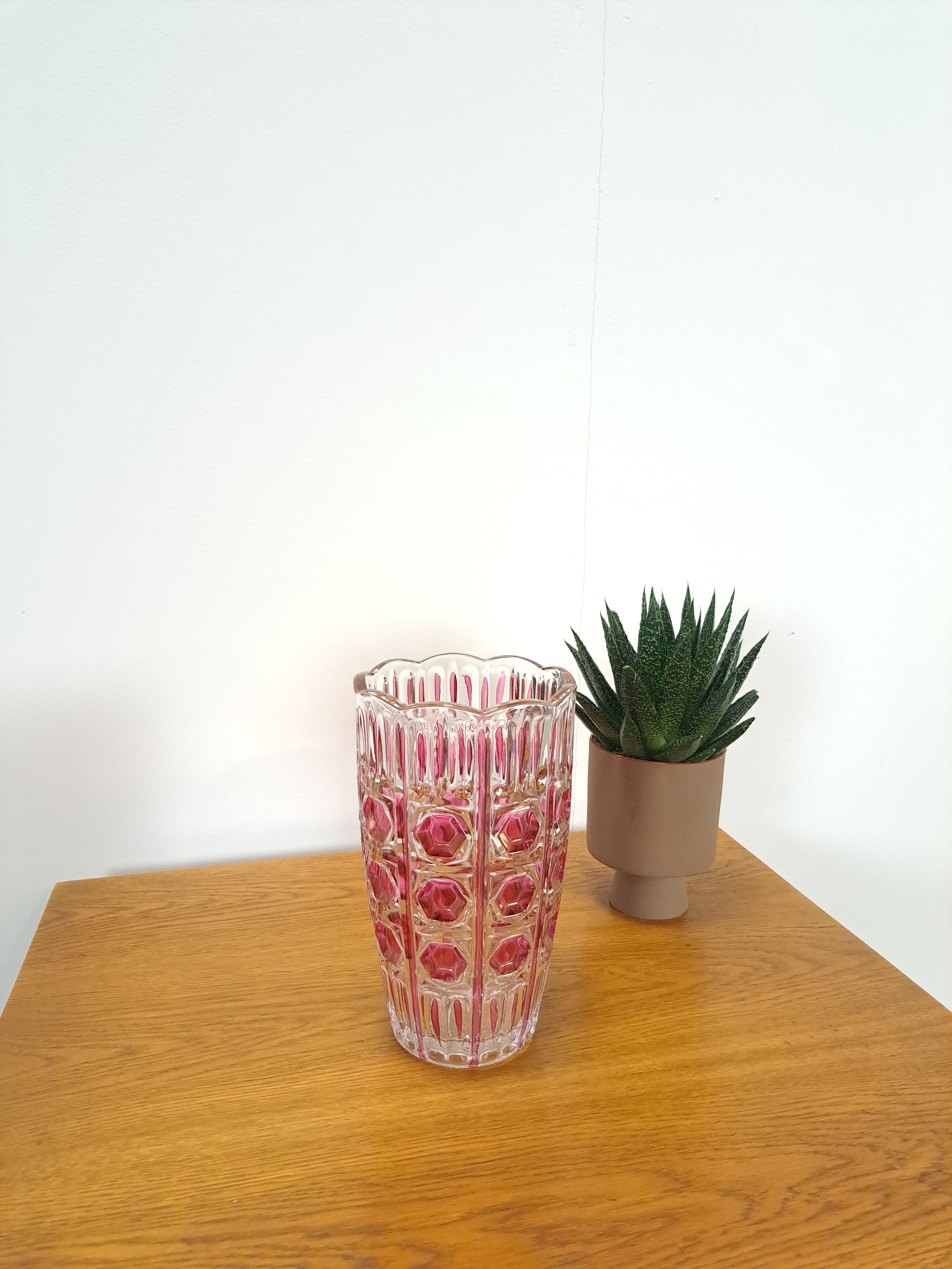 Vintage Vintage Pink Glass Vase Italy, Flower Vase