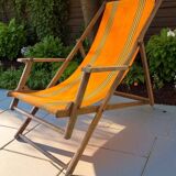 Vintage orange folding garden chair / beach chair