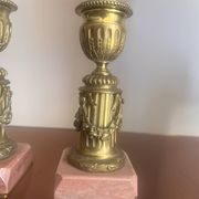 pair of antique bronze candlesticks