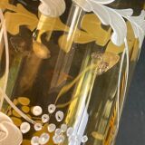 Vase in the shape of glass on shower stand, glazed painted glass 22.5 cm