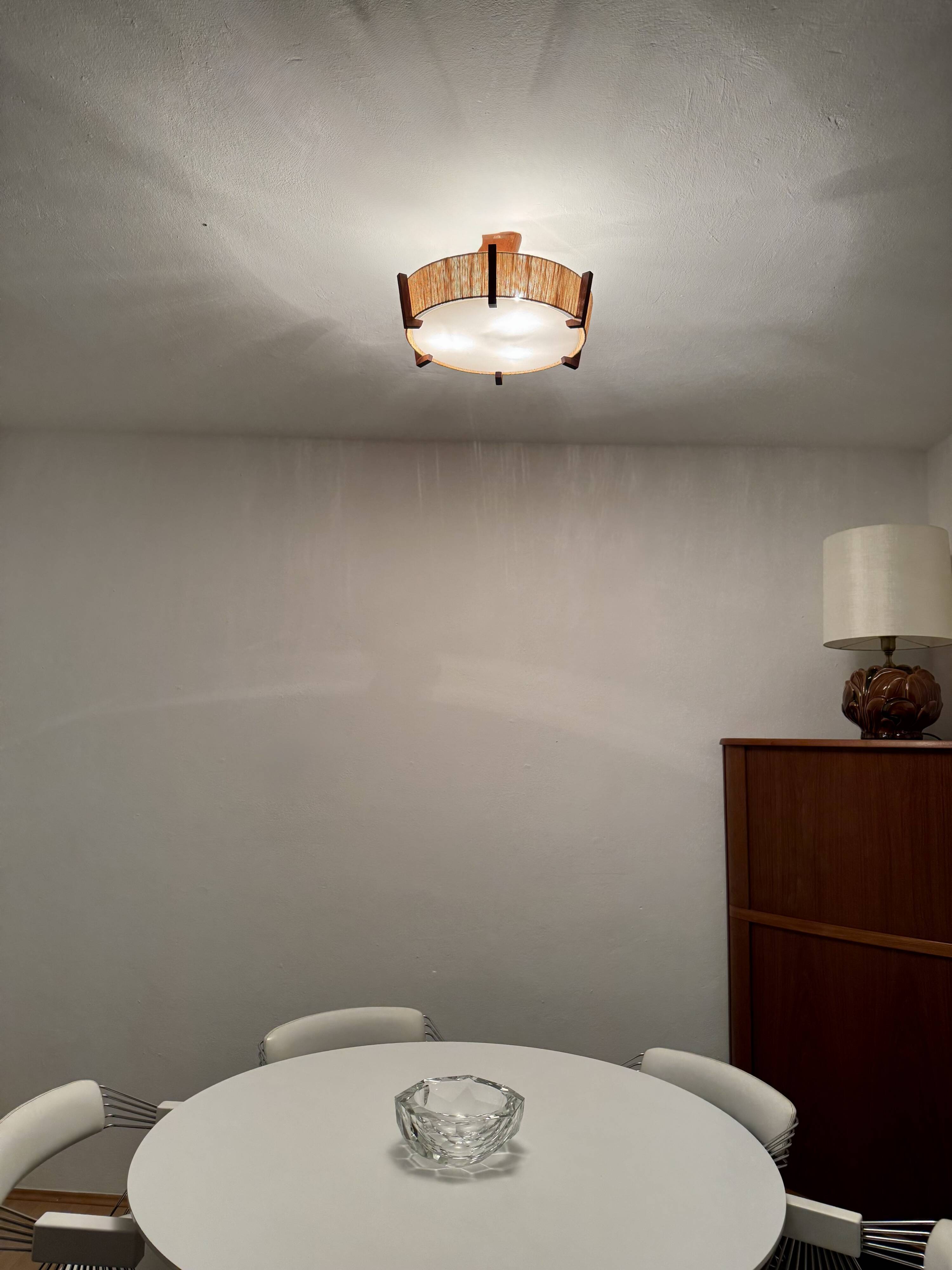 Japan Style Sisal and Teak Pendant Lamp by Temde