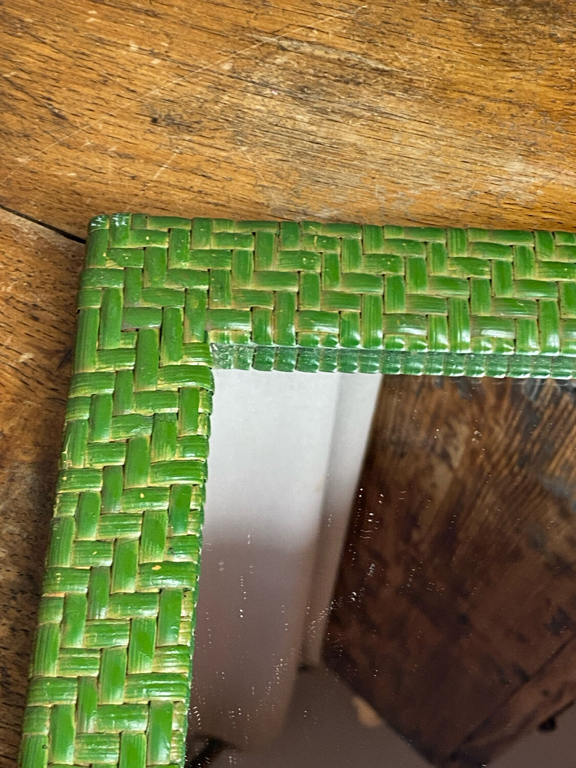 Rectangular wicker mirror