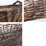 Panier Vintage Anse Rangement Mid Century Panier en osier tressé marron foncé Travail manuel Hygge S