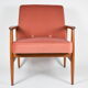 Fauteuil en velours rose designer M. Zielinski, années 1960, Pologne