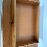 Vintage desk in solid beech stained cherry with glass top