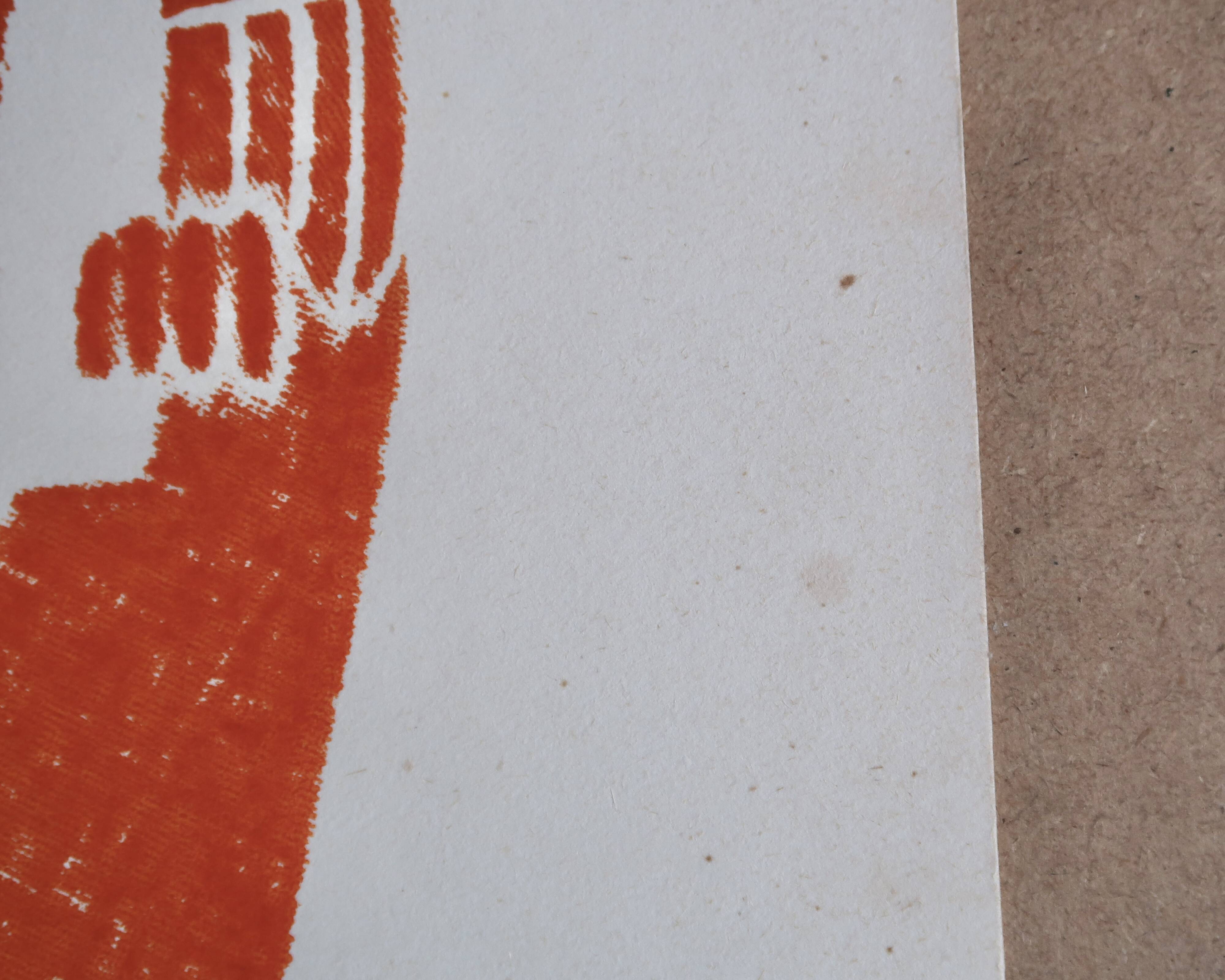 Original Pre-Columbian print, Aztecs Colombia folk 60s