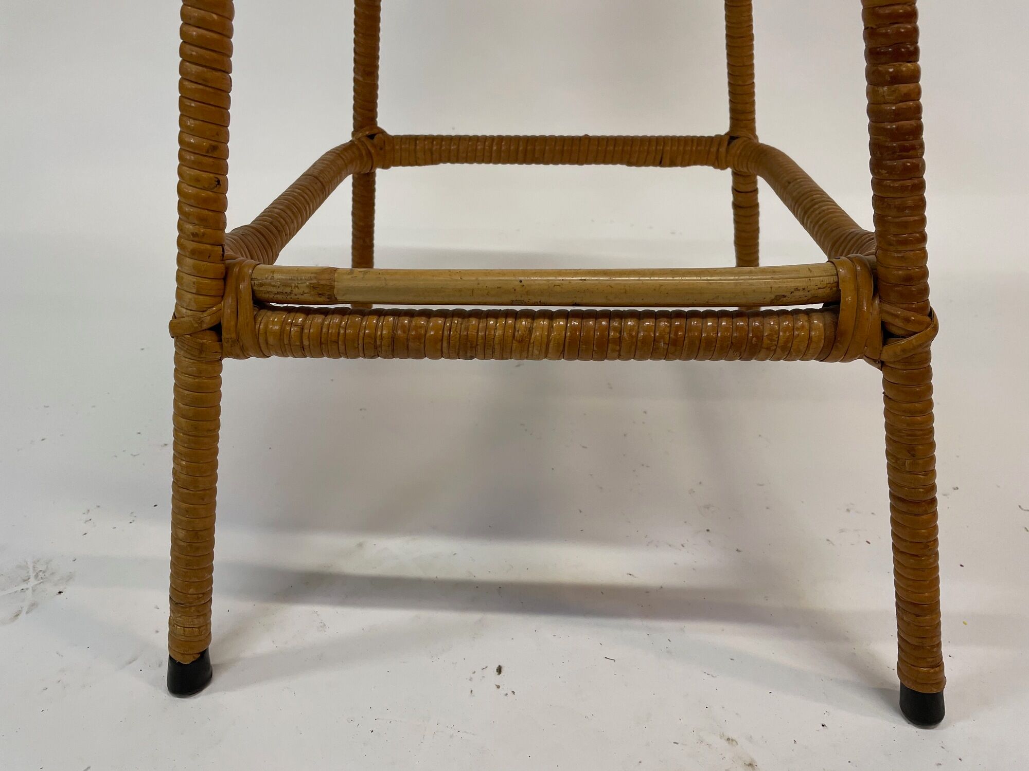 Suite of six vintage bar stools in rattan design Rohe 1960