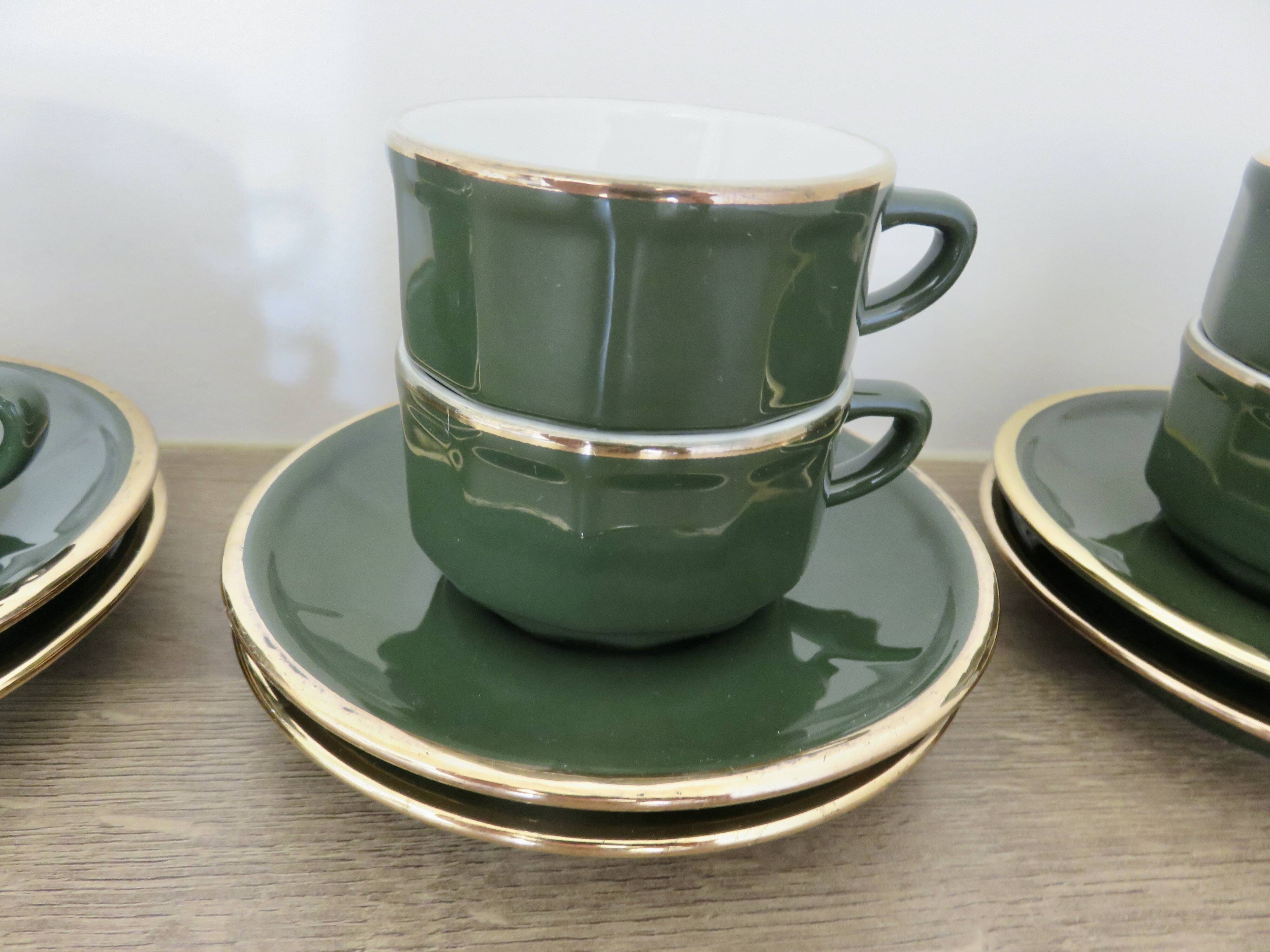Apilco, set of 2 cups and saucers, Parisian bistros