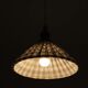 "Olga" pleated pendant light in beige checked fabric and turned wood finish