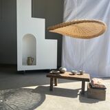 Rattan suspension or shade in the shape of a braided undulating circular tray d:80