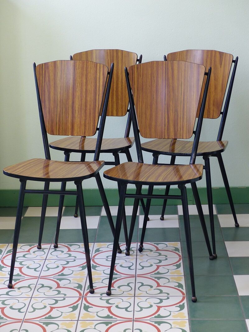 Set of 4 chairs Fusmatic in formica 60s