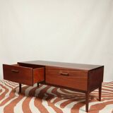 Vintage low board chest of drawers mid century modern design palisander color 1970