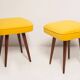 Mustard velvet stool, Mid-Century, Poland, 1960s
