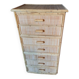 Chest of drawers in rattan and bamboo