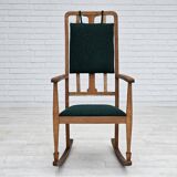Fauteuil à bascule danois à dossier haut rembourré, laine de meuble kvadrat, années 1950-60,