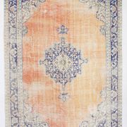 Blue Orange 250x350 cm Carpet, Vintage Large Rug, Turkish Antique Rug.