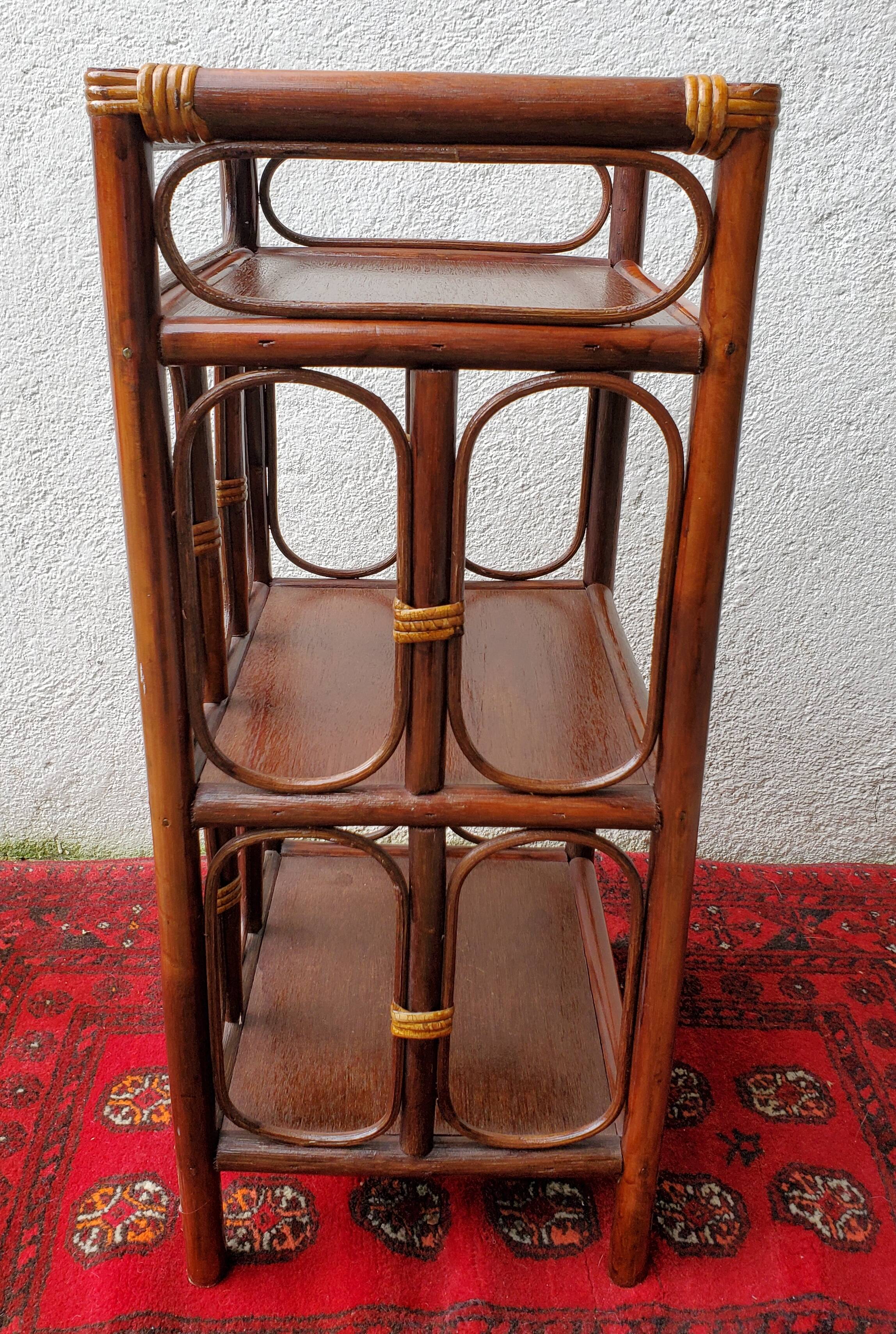 Rattan and wood shelf
