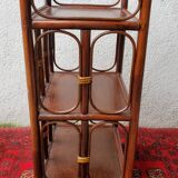 Rattan and wood shelf