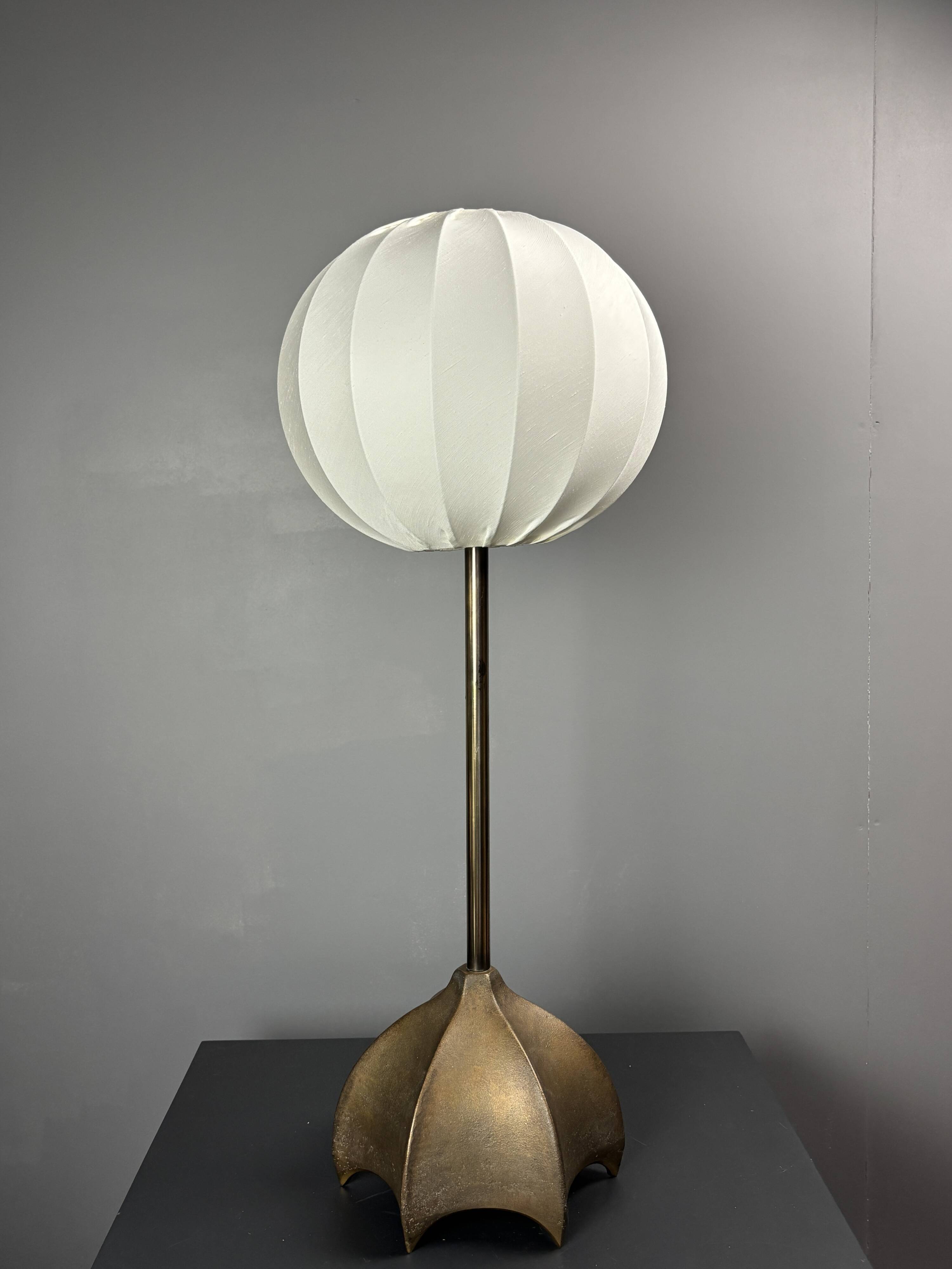 Large Dutch Brutalist Bronze Cocoon Table Lamp, 1990s