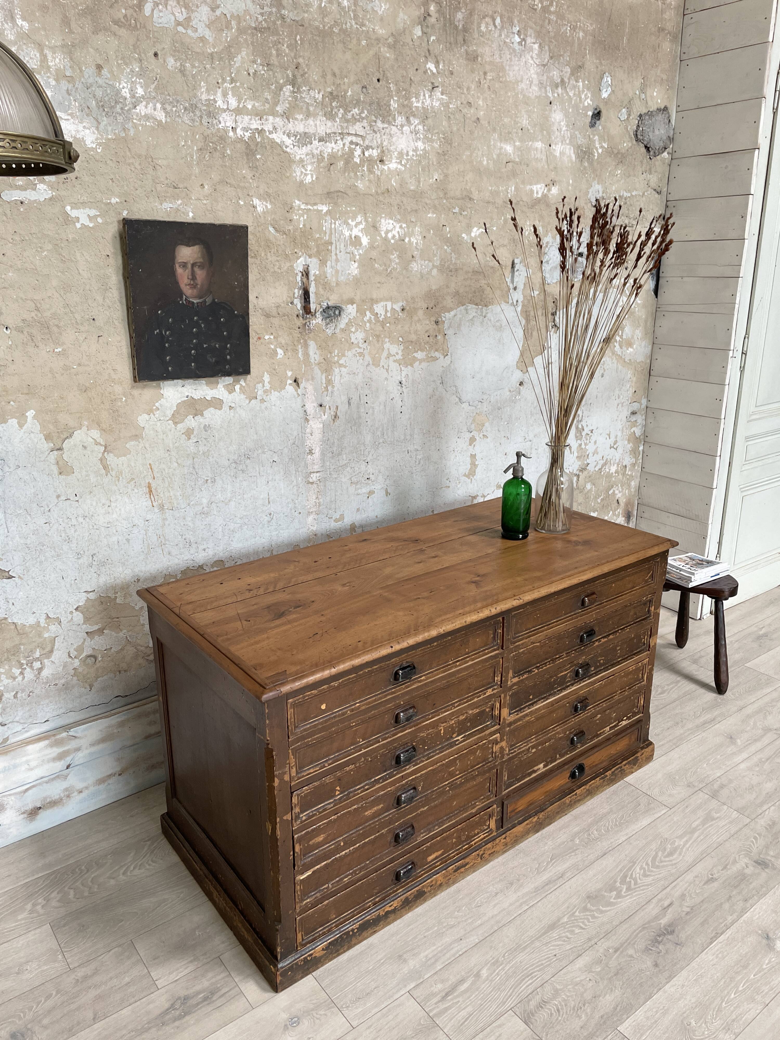 Double-sided trade counter with drawers, circa 1900