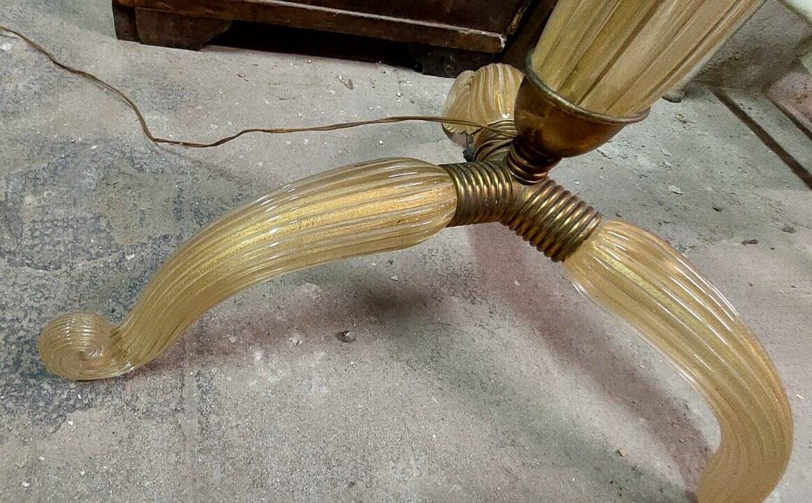 Barovier & Toso tripod floor lamp in gilded Murano glass 1930/40