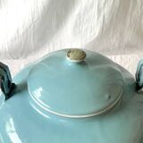Large vintage kettle in blue enameled sheet metal