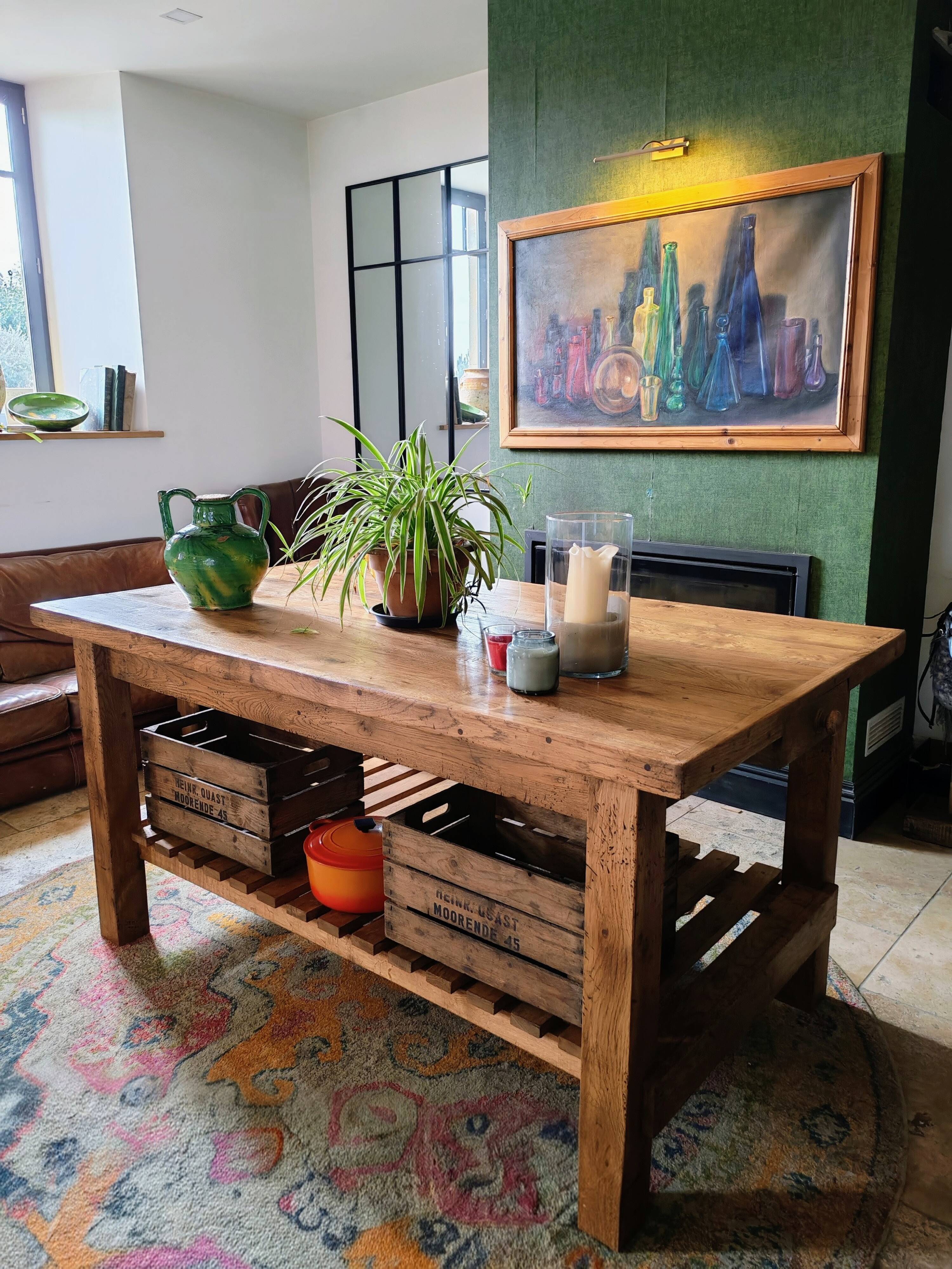 XXL solid oak kitchen island/worktop 180 x 105