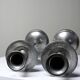 Pair of handcrafted candle holders Sun & Moon vintage mid-century silver-plated tin