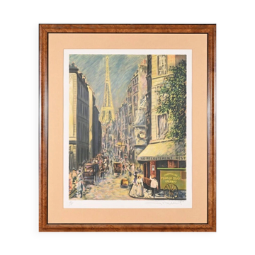Large lithograph by Guy Buffet - centenary of the Eiffel Tower