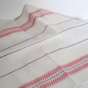 Set of 3 tea towels in mestizo, white and red, new and vintage