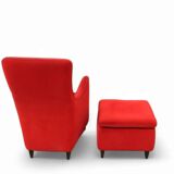 Senta armchair / hocker / ottoman by Gerard van den Berg for Wittmann / red velvet upholstery / marked - Stunning condition