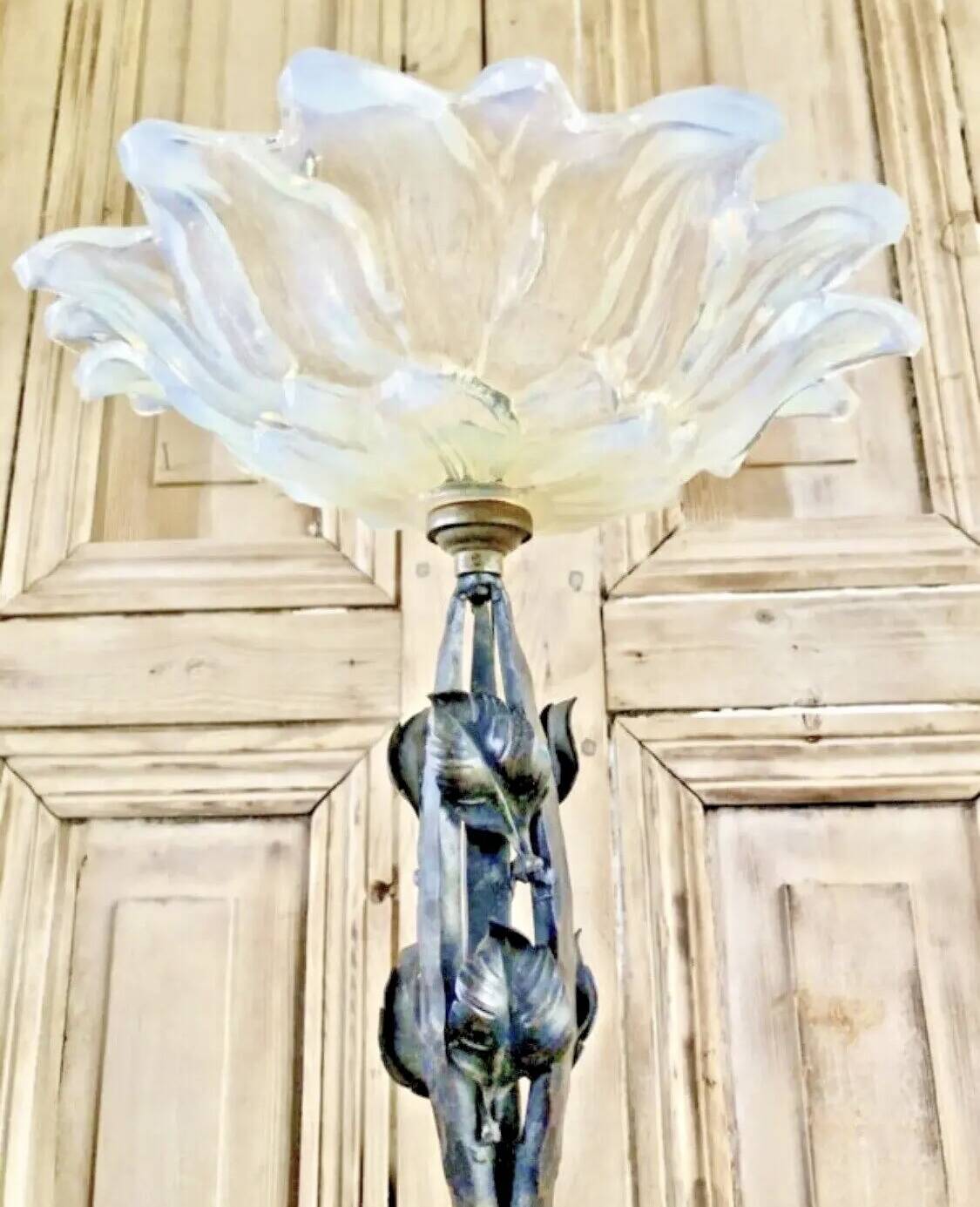 Art Deco Opalescent glass lamp R Frontisi Ezan 1930