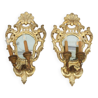 Paire d'appliques miroirs