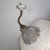 Applique ancienne verre laiton porcelaine