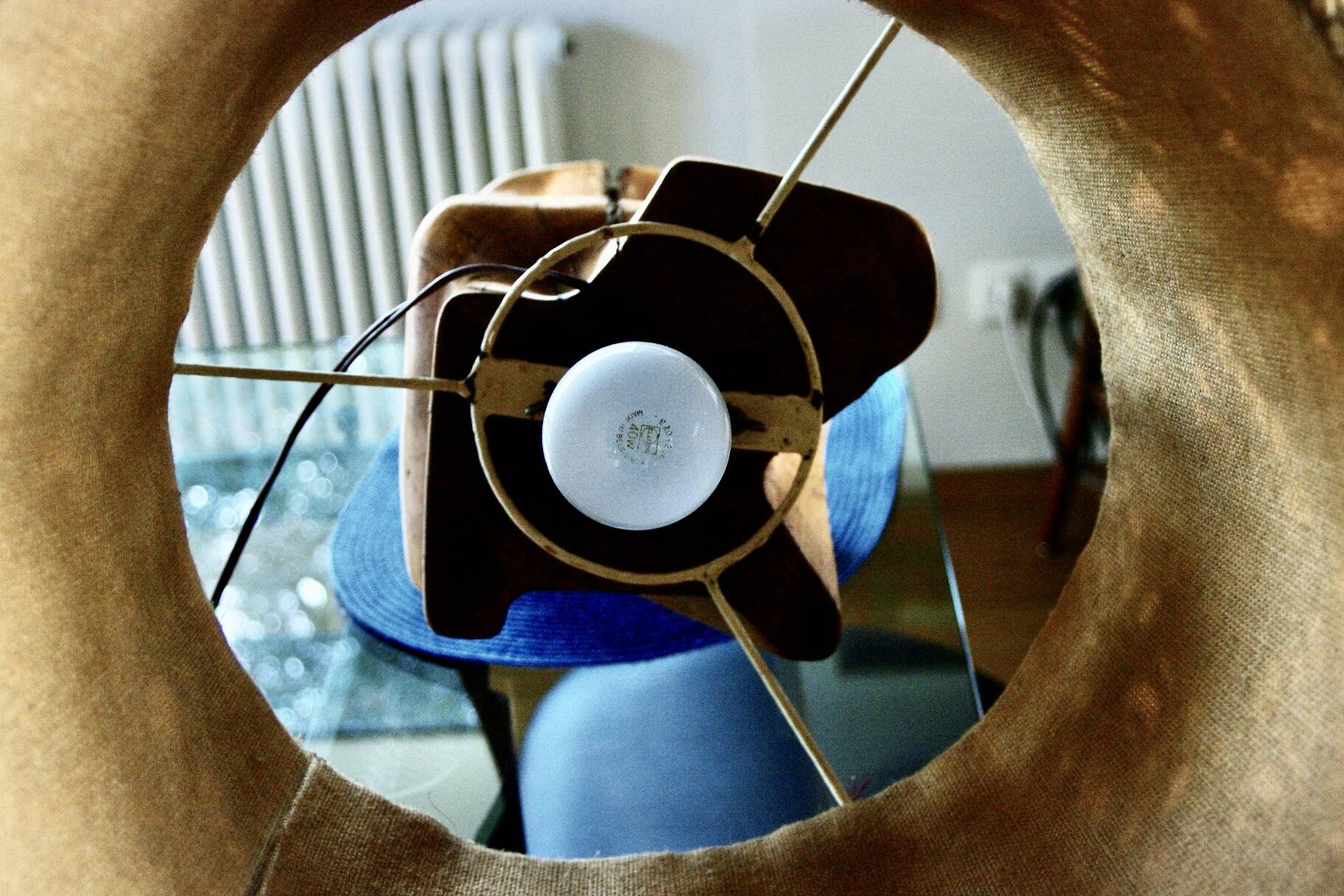 Brutalist lamp and rope 1960