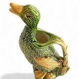 Majolica Duck Pitcher by Keller & Guérin, France, Art Nouveau, 1890