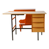 Formica, beech and black metal desk, Modernist Design, 1960