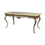 Italian Vintage Brass Coffee Table With Marble by Orsenigo, 1960s