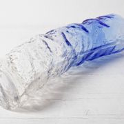 Vintage Blue and Clear Glass Art Vase / Hand-blown Home Decor  Italy / 1980